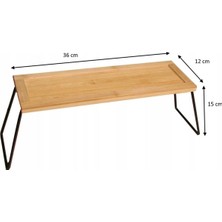 iselahome Telly Metal Ayaklı Bambu Tezgâh Üstü Düzenleyici Raf/sunumluk/ Organizer 36X12X15 cm