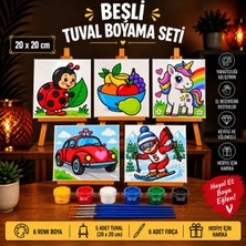 Mervin Store 5'li Çocuk & Yetişkin Tuval Boyama Seti - Çocuk Gelişim, Tuval Seti (Boya ve Fırça)