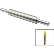 SS Home Concept Vocen Rolling Pin Çelik Metal Merdane - Hamur Rulosu Merdane: 25CM - Sap: 2X9CM =T.UZUNLUK:43CM