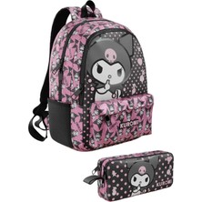Wiggle Kuromi  Lisanslı Pembe Ilkokul Çantası ve Kalem Çantası Seti