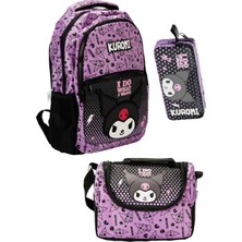 Wiggle Kuromi  Desenli 3lü Mor Ilkokul Çantası Seti 3164 Set