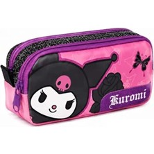 Wiggle Kuromi  Lisanslı 2 Bölmeli Kalem Çantası Desenli Kalemlik