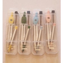Modellino 4'lü 4 Farklı Renk Kutulu Metal Pergel Hushang Compass Set Uçlu Kalemli Uç Hediyeli
