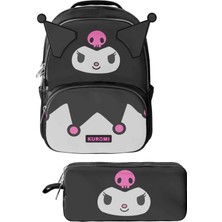 Wiggle Kuromi  Siyah Desenli Ilkokul Çantası ve Kalem Çantası Seti