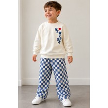 My Kids Wear %100 Pamuklu Sweatshirt Desenli 2'li Erkek Bebek&çocuk Takımı