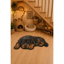 Zng Design Home Rottweiler Renkli Tasarım 1 Figürlü Dijital Baskı Makine Halısı, Kaymaz ve Yıkanabilir