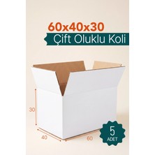 Kartonya 5 Adet 60X40X30 cm Büyük Boy Taşınma Kolisi – Bc Dalga Çift Oluklu Beyaz Koli – Dayanıklı Taşıma ve Kargo Kolisi