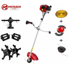 Mitashi Pro MTS52 Euro5 Benzinli Motorlu Yan Tırpan 52CC-2HP Toprak Çapalama + Çim Biçme Makinesi