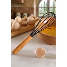 iselahome Bambu Saplı Silikon Yumurta Çırıpıcı - Çırpma Teli 24 cm Siyah