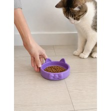 Decostyle Papyon Model Beton Kedi Köpek Mama ve Su Kabı 16 cm Çap - Mor