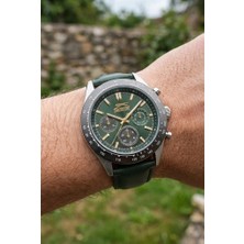 Slazenger Yeşil Deri Erkek Kol Saati | 45 mm Paslanmaz Çelik Kasa, Mineral Cam