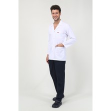 Dng Workwear Erkek Gömlek Yaka Ceket Boy Beyaz Önlük Doktor Öğretmen Öğrenci Eczacı Veteriner Laboratuvar Önlüğü