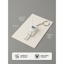 Kazancı Store - 3D Yazıcı Üretimi Hareketli Minecraft Skeleton Anahtarlık - Beyaz Figür