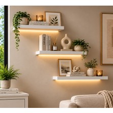 Dekoratif Duvar Rafı – 60 cm Beyaz Modern Tasarım