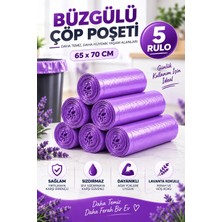 Tasarım Evi Büzgülü Çöp Poşeti Lavanta Kokulu 65×70 cm Büyük Boy 5 Rulo Dayanıklı Sızdırmaz Kalın Çöp Torbası