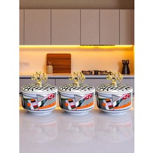 Feray Home Kahvaltılık - 3'lü Şekerlik Geometrik Damalı Gold