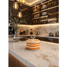 Feray Home Dekoratif Obje - Soft Sarı Zebra Seramik Şekerlik Gümüş