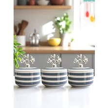 Feray Home Kahvaltılık - 3'lü Şekerlik Gri Zebra Gümüş