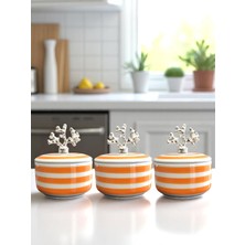 Feray Home Kahvaltılık - 3'lü Şekerlik Soft Sarı Zebra Gümüş