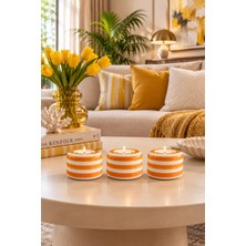 Feray Home Mumluk Tilayt - 3 Lü Seramik El Dekoru Mumluklar Soft Sarı Zebra