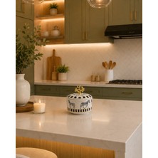 Feray Home Dekoratif Obje - Zebra At Seramik Şekerlik Gold