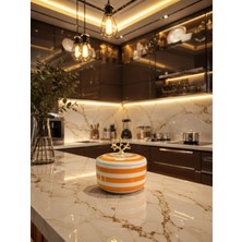 Feray Home Dekoratif Obje - Soft Sarı Zebra Seramik Şekerlik Gold