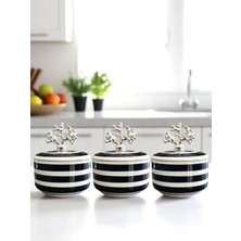Feray Home Kahvaltılık - 3'lü Şekerlik Siyah Zebra Gümüş