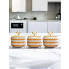 Feray Home Kahvaltılık - 3'lü Şekerlik Soft Sarı Zebra Gold