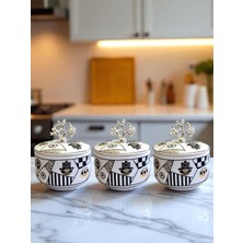 Feray Home Kahvaltılık - 3'lü Şekerlik Hamse Desen Gümüş