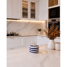 Feray Home Dekoratif Obje - Lacivert  Zebra Seramik Şekerlik Gümüş
