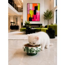 Feray Home Mama Kabı Kedi ve Köpek 1 Adet Doğal Mama Veya Su Kabı Yeşil Marble