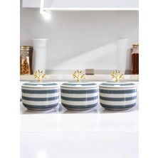 Feray Home Kahvaltılık - 3'lü Şekerlik Gri Zebra Gold