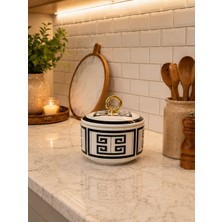 Feray Home Şekerlik - Versa Desen Siyah Halka Gold