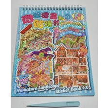 Modellino Spiralli A4 Cımbızlı Miniature Landscape 3D Sticker Defteri 8 Sayfa Sticker 4 Karton Sayfa Platform - Mavi Kapak