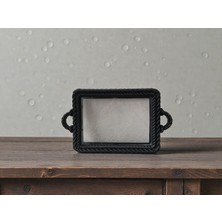 iselahome Nevora Örgü Desenli Kahve Sunum Tepsisi 6’lı Set Dikdörtgen Siyah