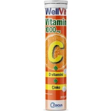 Wellvit Vitamin C Çinko ve Vitamin D3 20 Efervesan Tablet