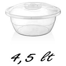 ALMITAL Plastik 4,5 Litre Kapaklı Hamur Leğeni Saklama Kabı Şeffafl (Çap 27 Cm)