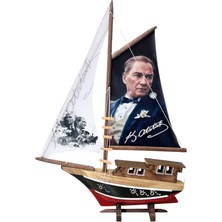 Okyanus Tekne Modelleri Atatürk Baskılı Ahşap Yat Tekne Modeli
