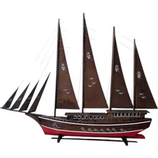 Okyanus Tekne Modelleri Dörtlü Ahşap Yelkenli Tekne Modeli Kırmızı