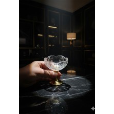 iselahome Nerissa Gold Ayaklı Cam Lotus Sunumluk 6’lı Set-Şekerlik Lokumluk Kahve Yanı Ikramlık