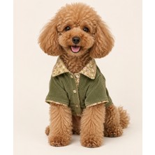 Patilemece Yeşil Çiçek Astarlı Kedi Köpek Gömleği