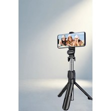 Kumandalı Tripod Selfie Çubuğu Telefon Tutucu Siyah