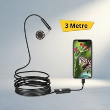 Su Geçirmez 6 LED Işıklı Endoskop Yılan Kamera 3 Metre Android Uyumlu