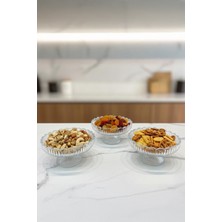 iselahome Seravina Cam Ayaklı Çerezlik Sunumluk Kahvaltılık Kase 3’lü Set 12 cm 130 ml