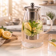 Ecoport Detoks Sürahisi - 1500 ml - Paslanmaz Çelik Filtre - Cam