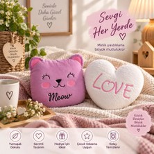 Efendioğlu Türcan DEKORATİF SÜS KEDİCİK LOVE NAKIŞLI YASTIK 25*25CM ERGONOMİK SEYAHAT ,UYKU ARKADAŞI ,ÇOCUK ODASI,BEBEK ODASI ,BOYUN YASTIĞI