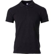 Sade Siyah Polo Yaka Penye Tişört
