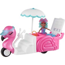 PopŞeker Polly Pocket Flamingo Atıştırmalık Arabası Oyun Seti ve Mikro Figürler HWP24