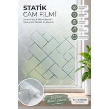 Deconitte Geometrik Desenli Statik Cam Filmi – Buzlu Yapışkansız Mahremiyet ve Dekoratif Cam Folyosu 60X100CM