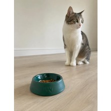 Filizora Digital Market Pati Desen Model Beton Kedi Köpek Mama ve Su Kabı 13 cm Çap x 4 cm - Yeşil